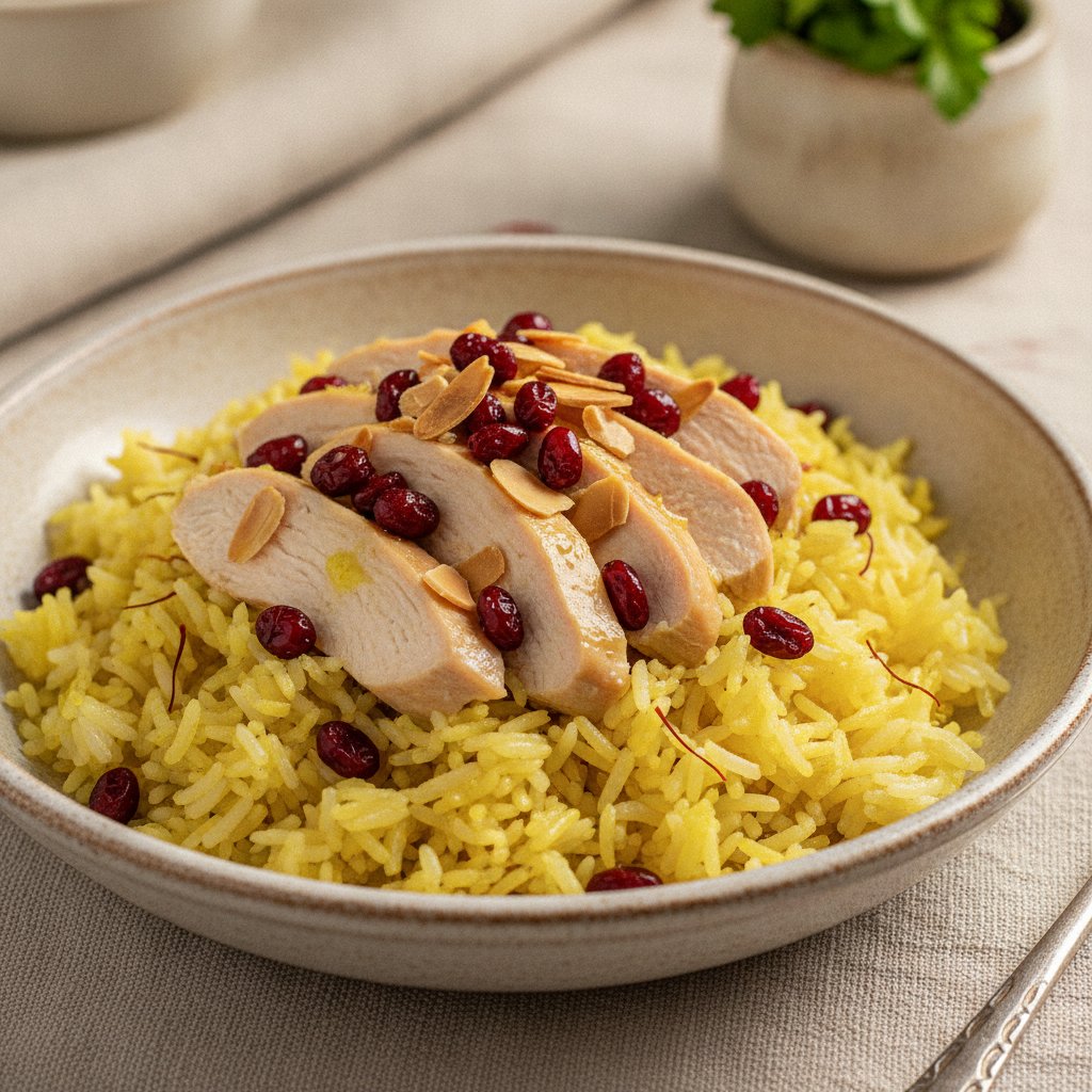 Sour Rice with Barberries and Almonds (Low-Calorie)