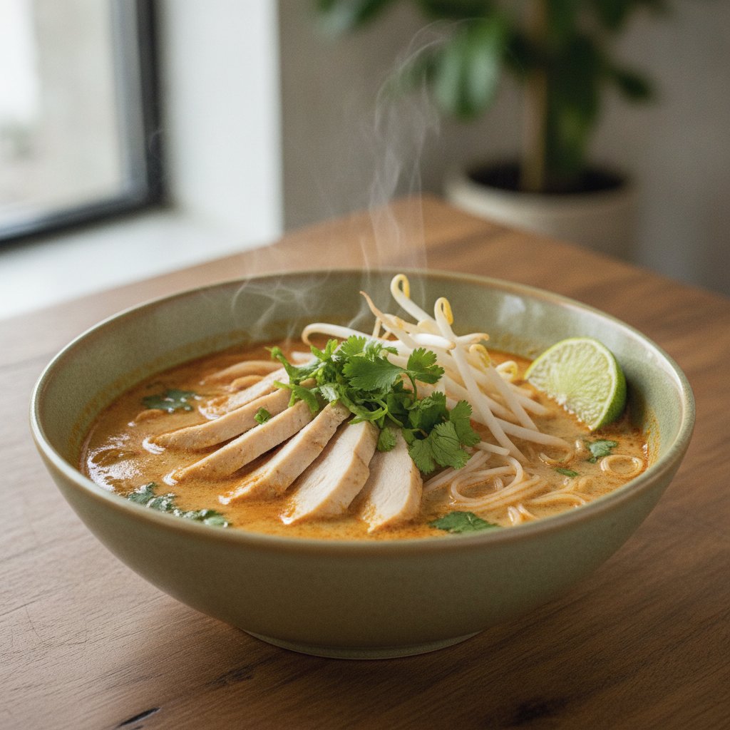 Curry Noodle Soup With Chicken (Low-Calorie)
