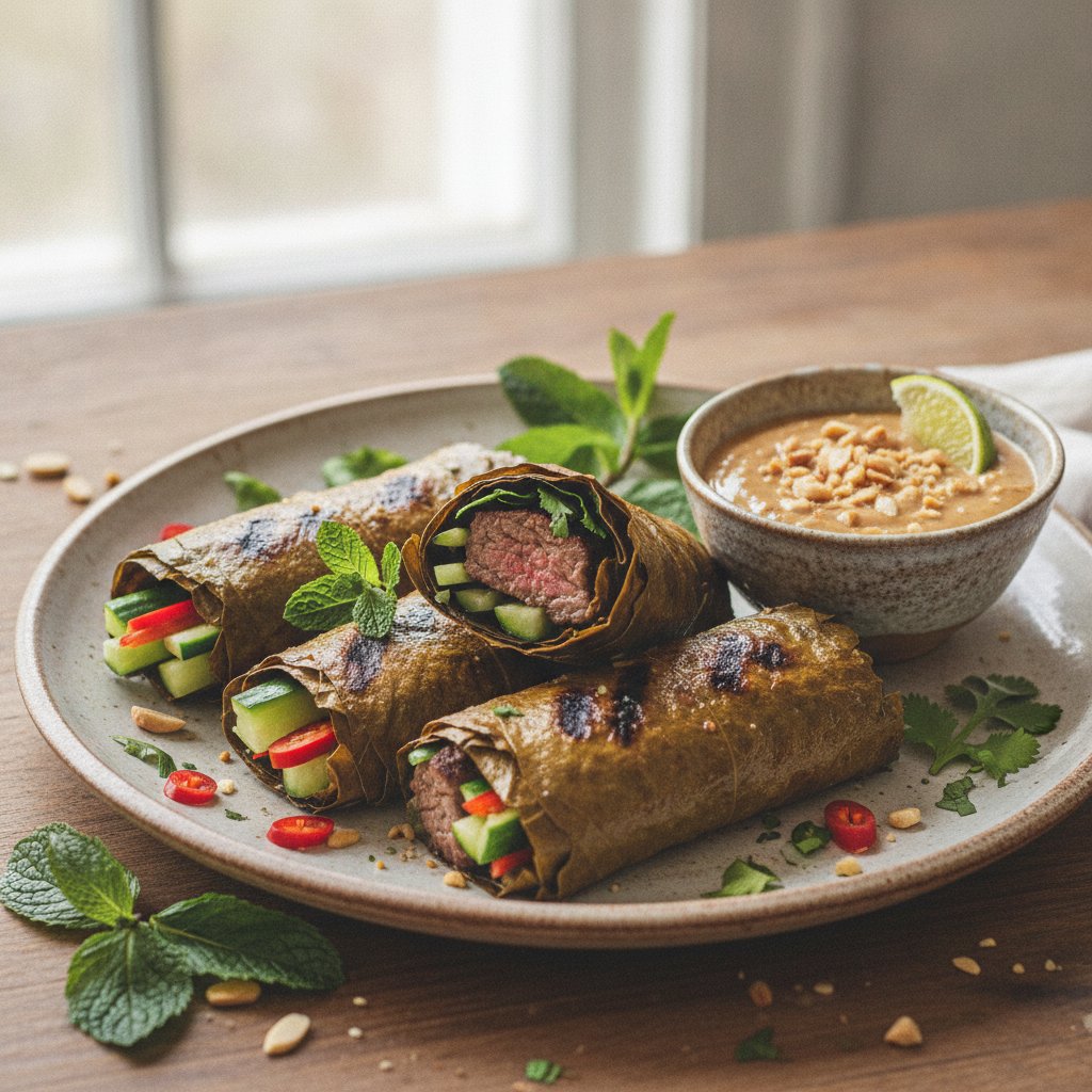 Grilled Beef in Grape Leaf Wraps (Keto)