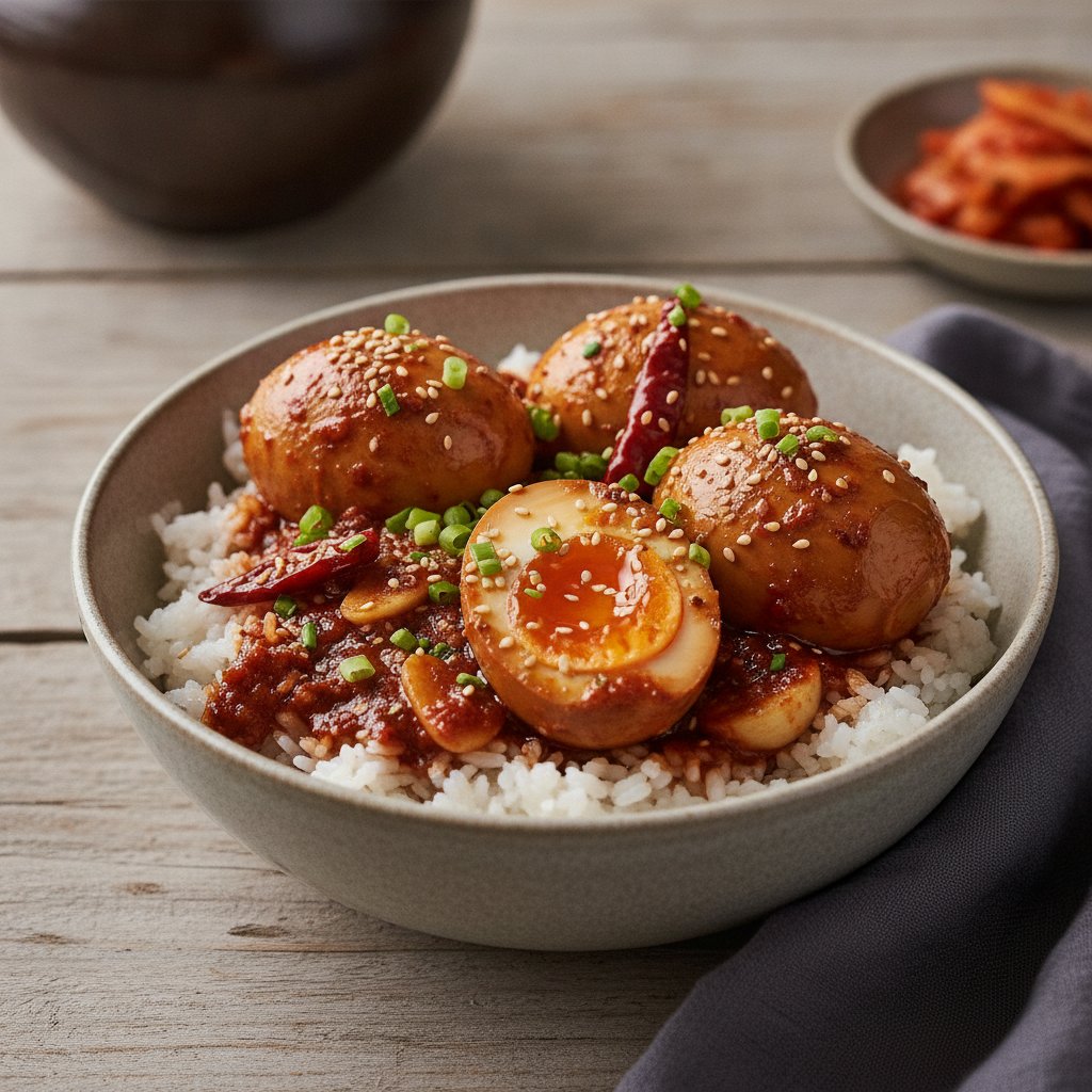 Spicy Braised Eggs With Chili