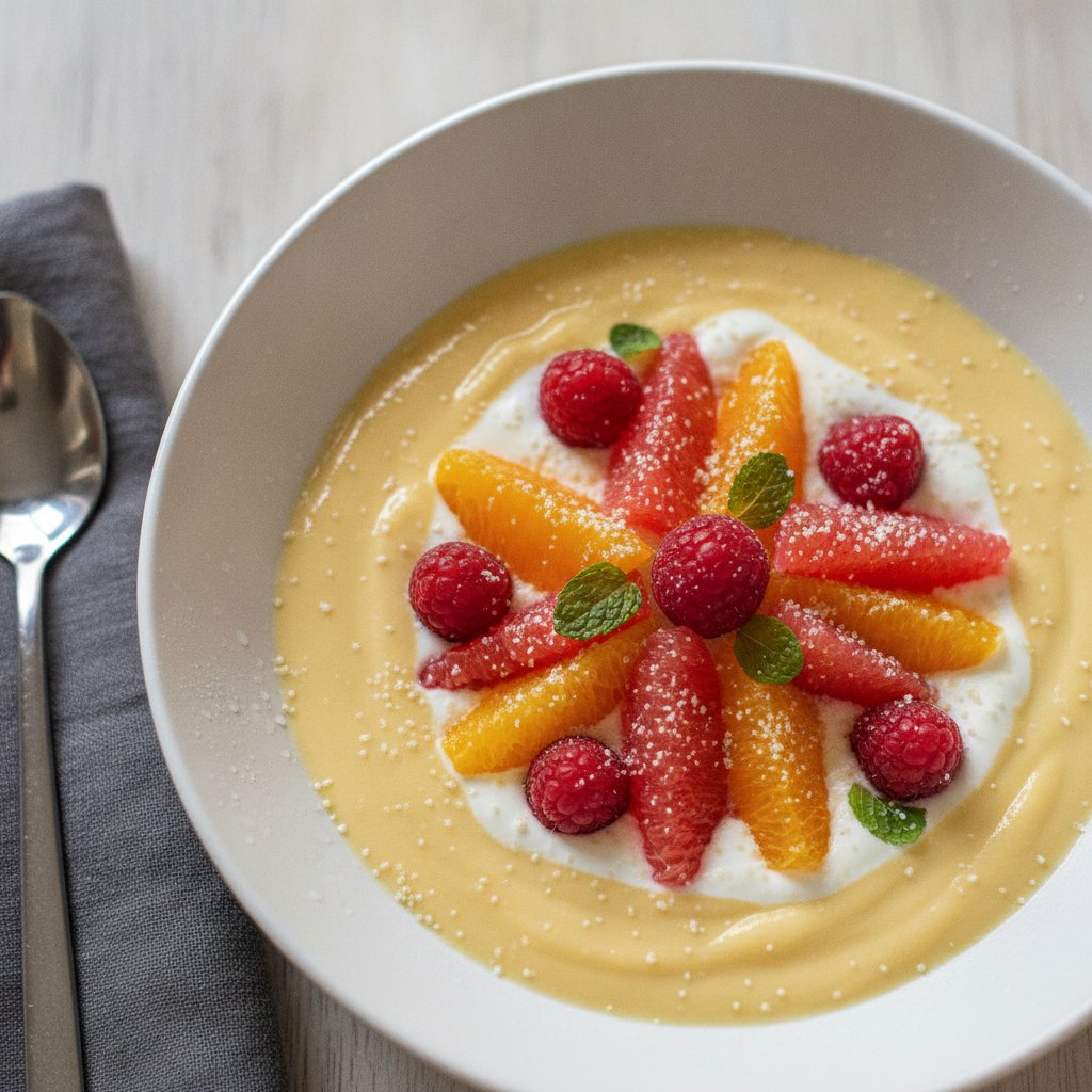 Chilled Mango Cream with Grapefruit