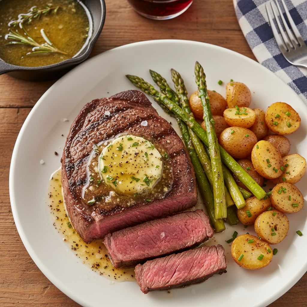 New York Strip Steak with Garlic Butter