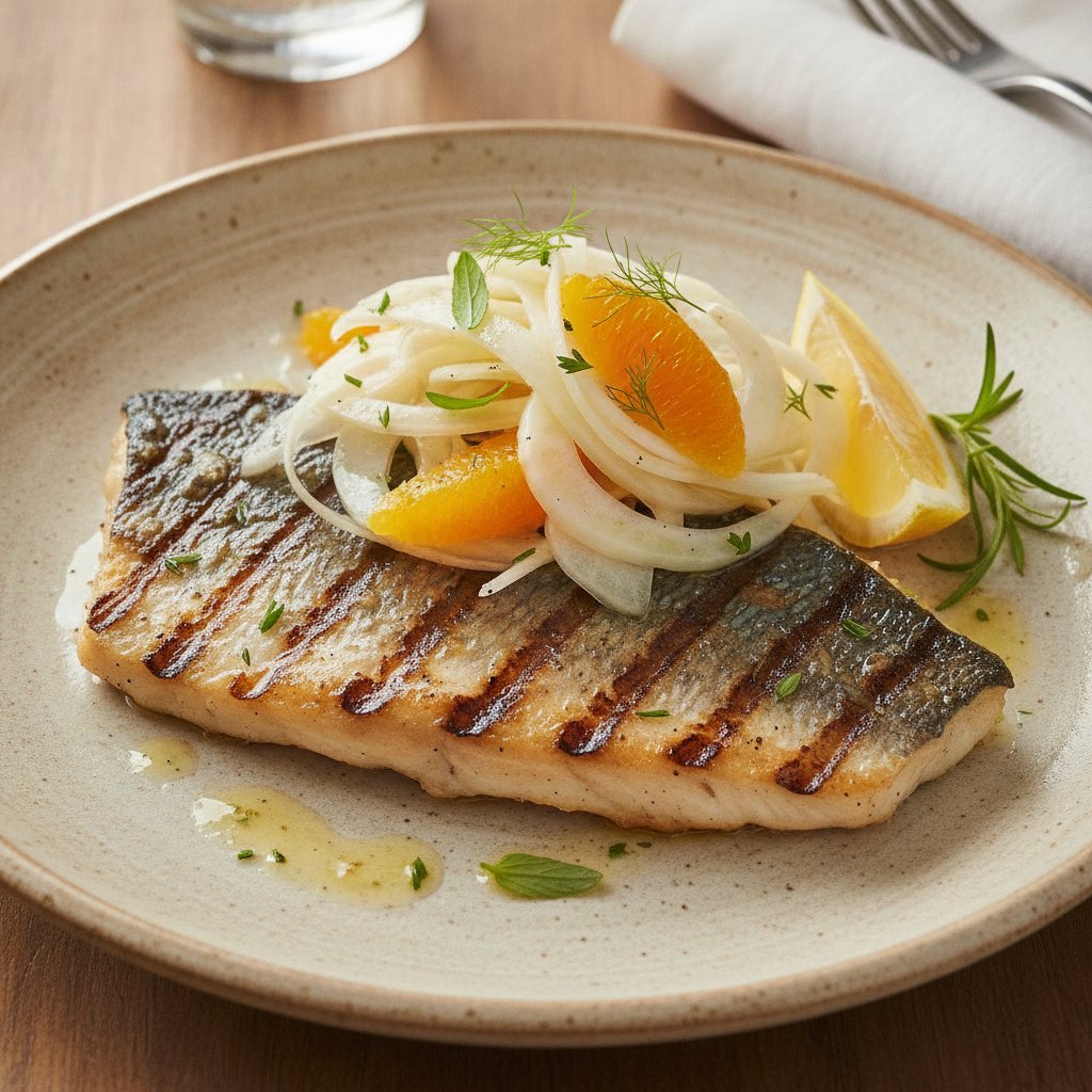 Grilled Sea Bass with Fennel (Low-Calorie)