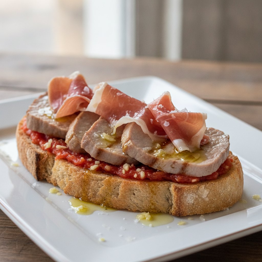 Spanish Ham and Tomato Bread Sandwich (Low-Calorie)