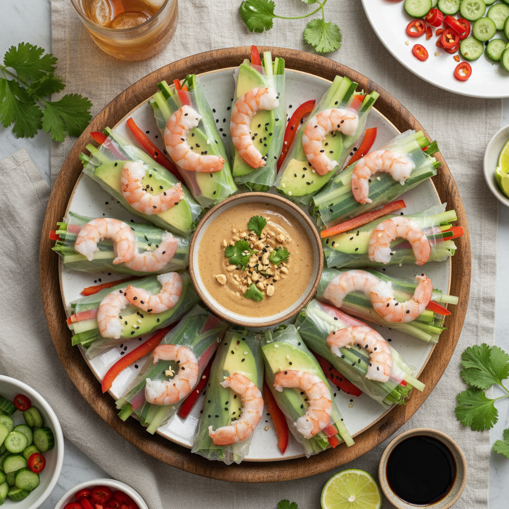 California Shrimp Rice Paper Roll Plate