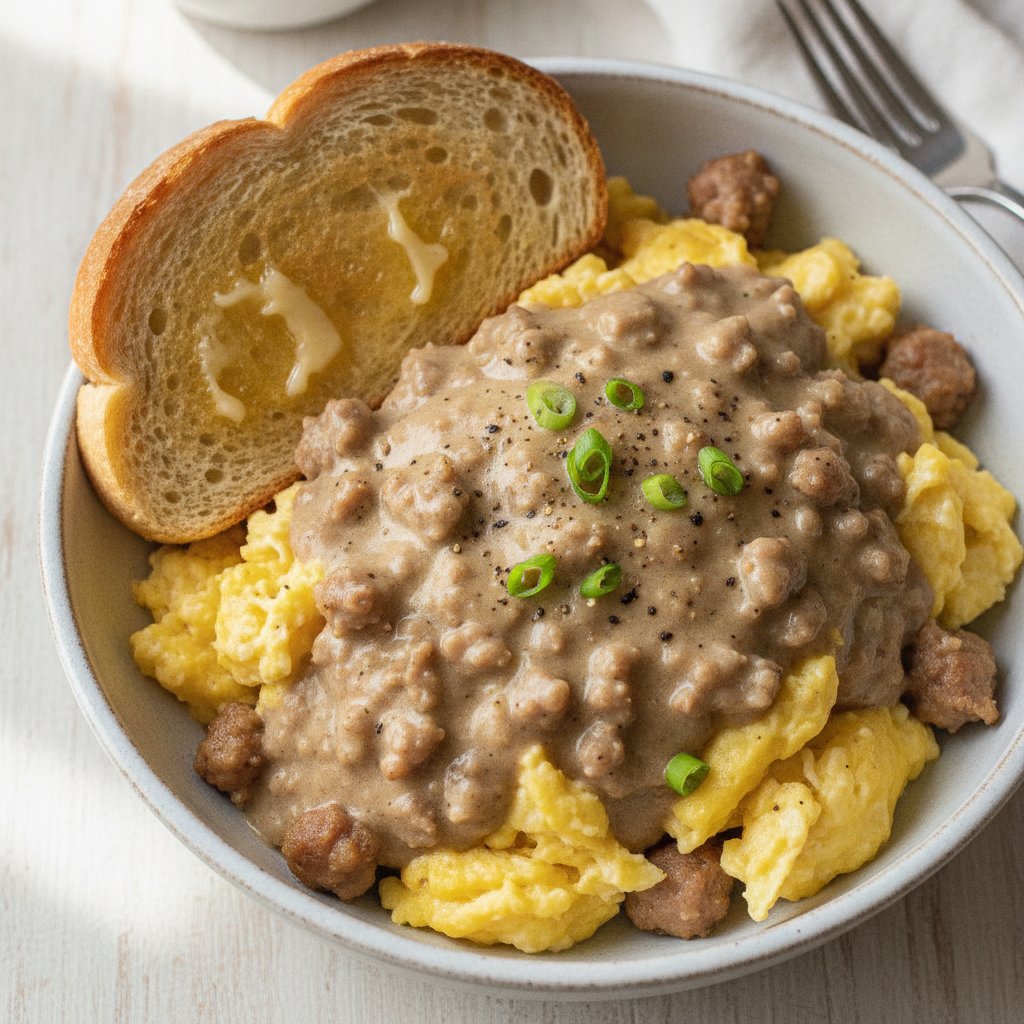 Country Breakfast Scramble with Sausage Gravy