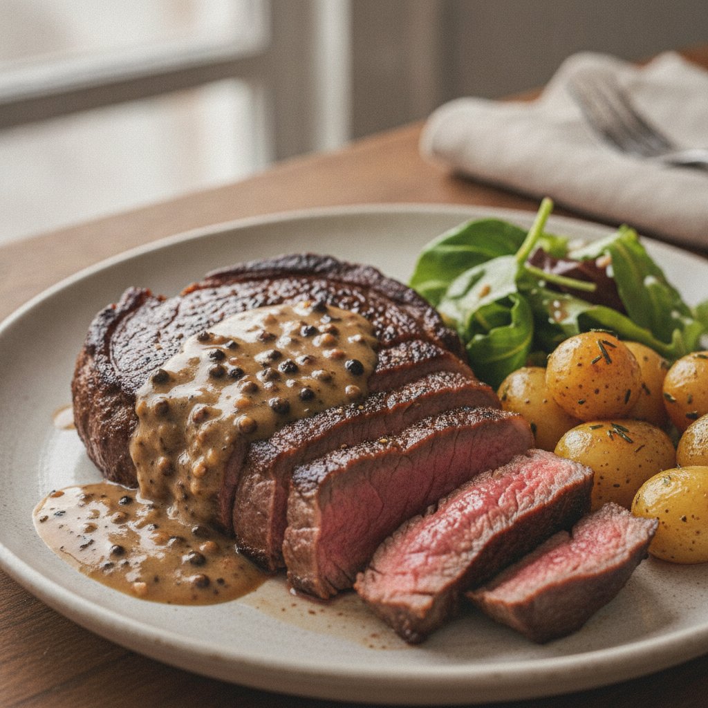 Steak with Peppercorn Sauce (Gluten-Free)