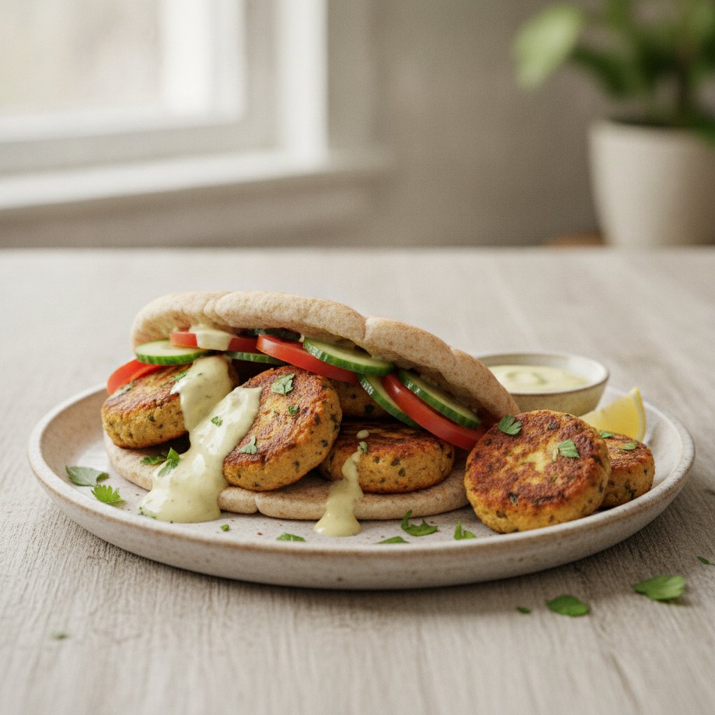 Fried Chickpea Ball Sandwich (Low-Calorie)