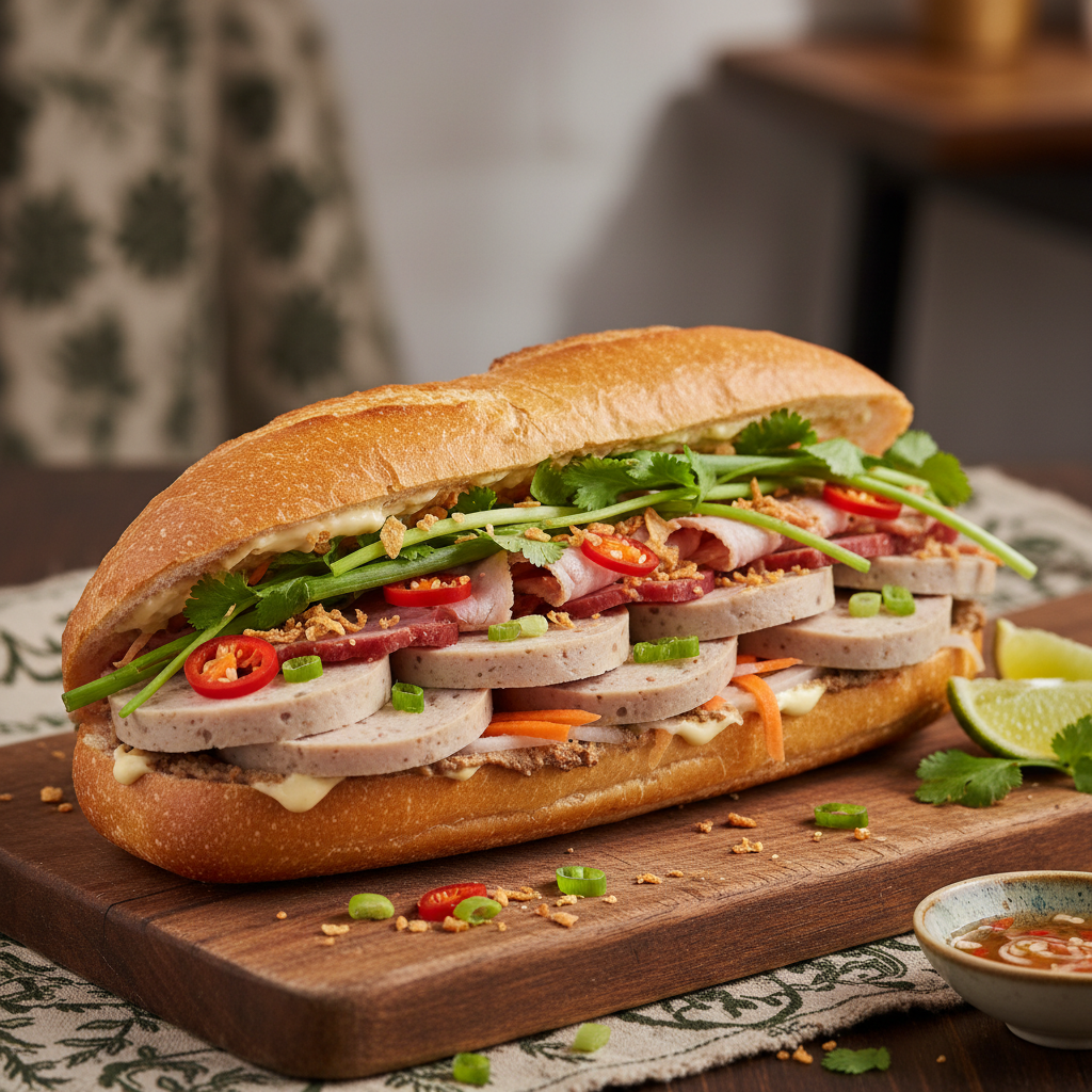 Vietnamese Pork Ham Baguette Sandwich — Banh Mi Cha Lua