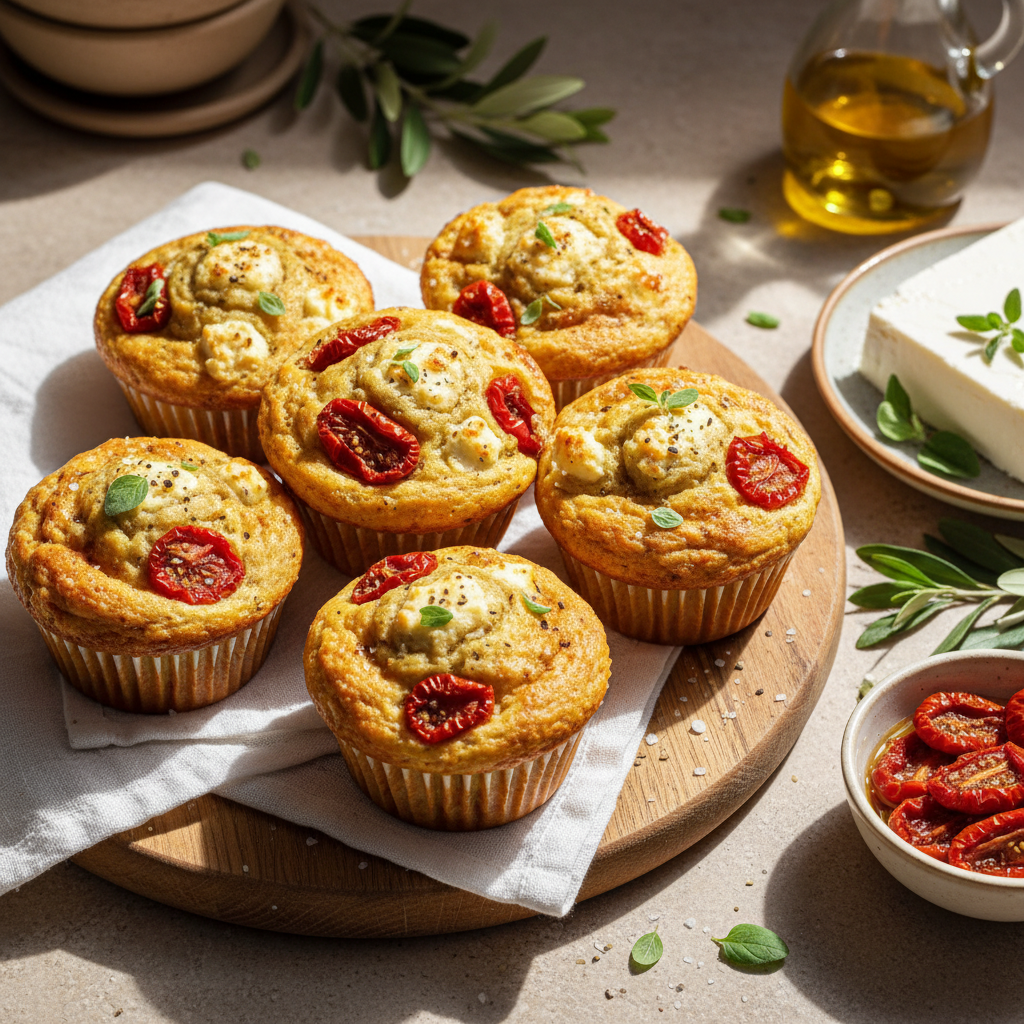 Baked Sun-Dried Tomato Feta Muffins
