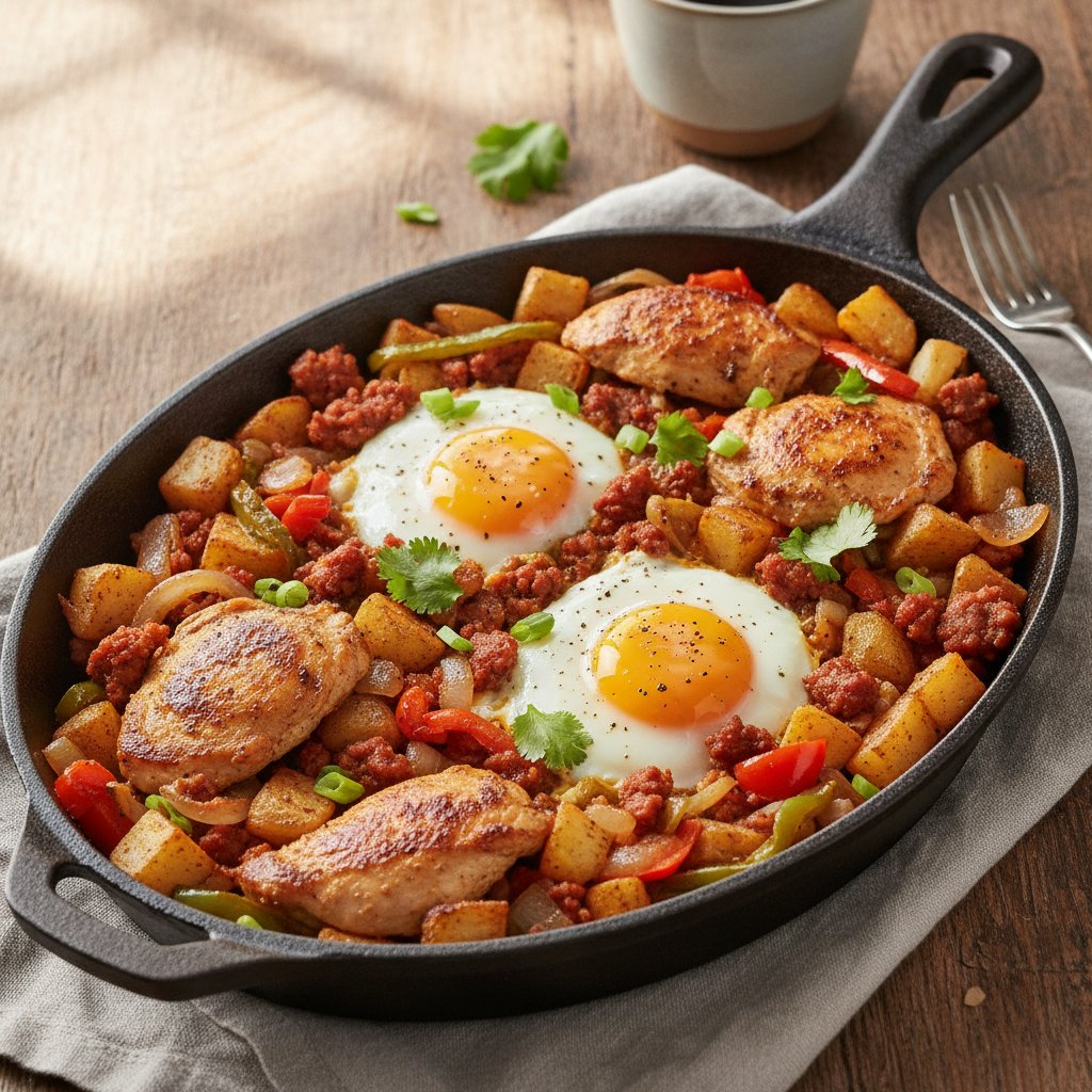 Chicken Chorizo and Egg Hash