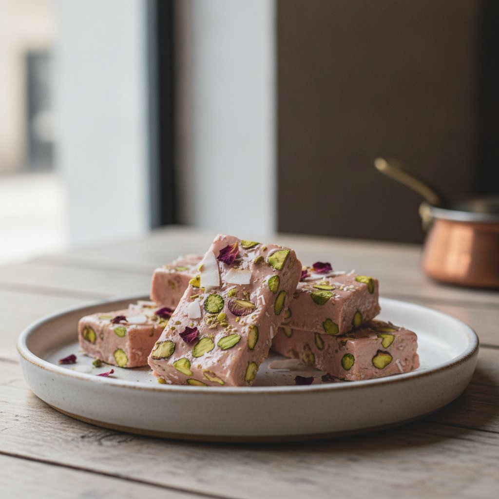 Pistachio Rose Nougat Bars