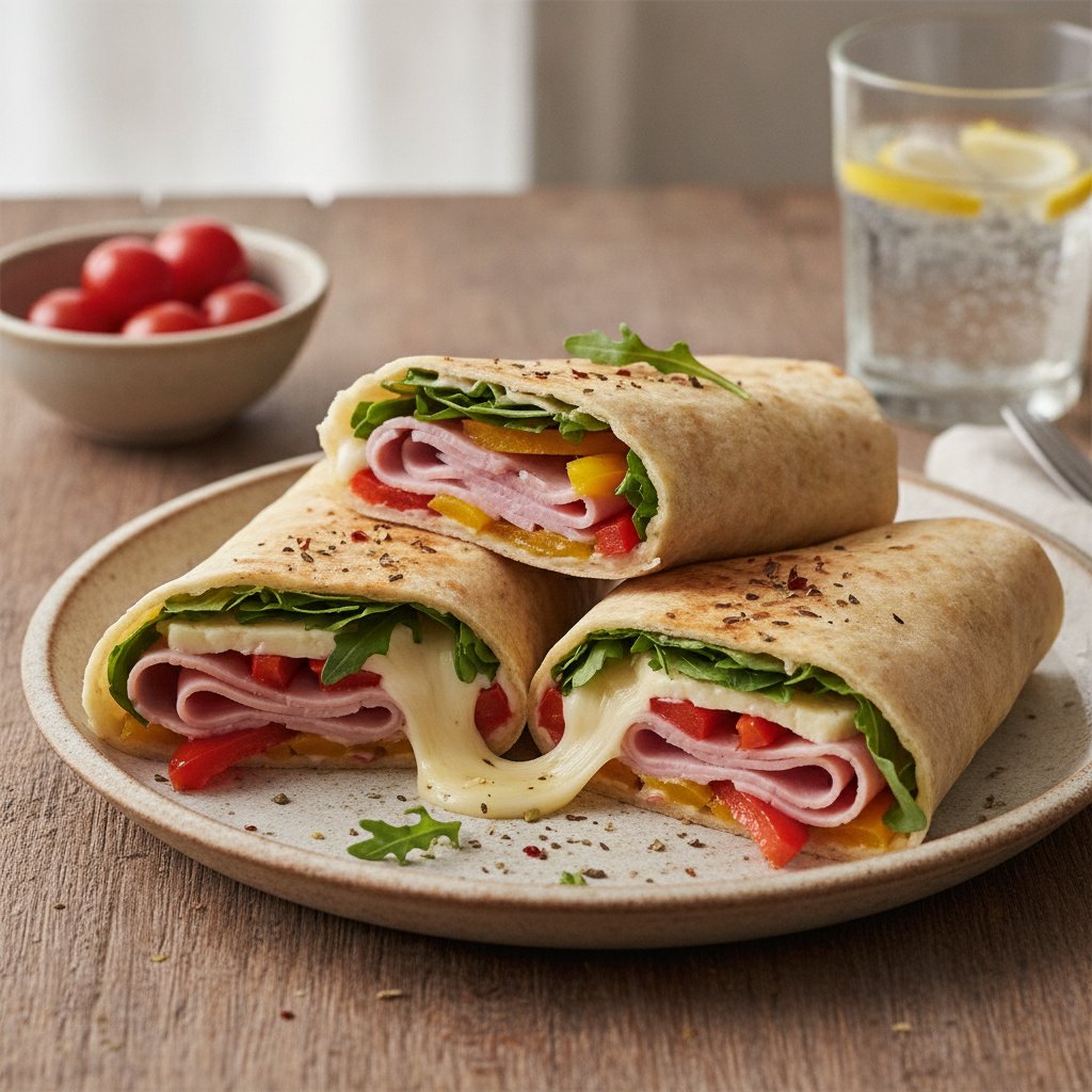 Ham and Cheese Flatbread Wrap (No-Chop)