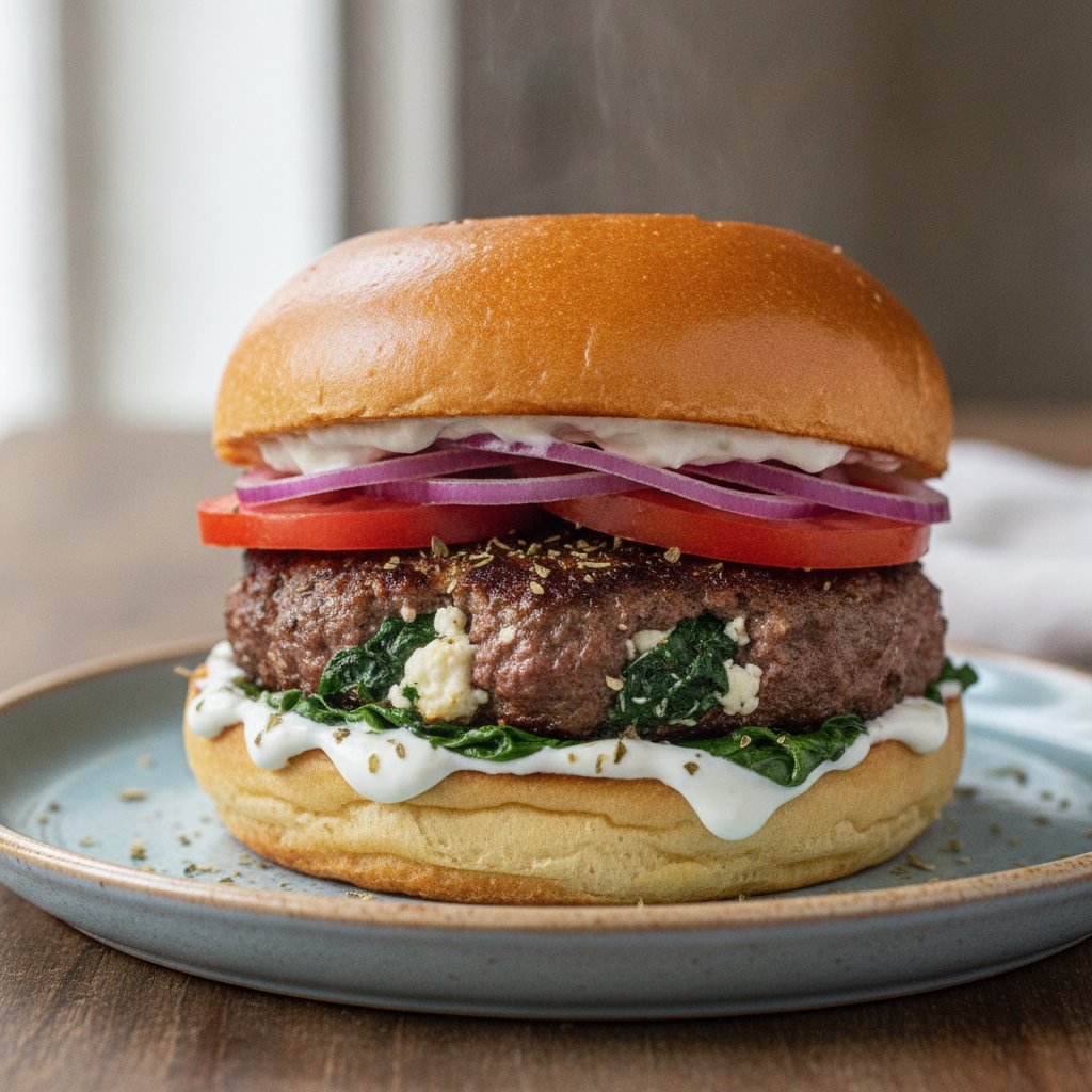 Feta and Spinach Burger