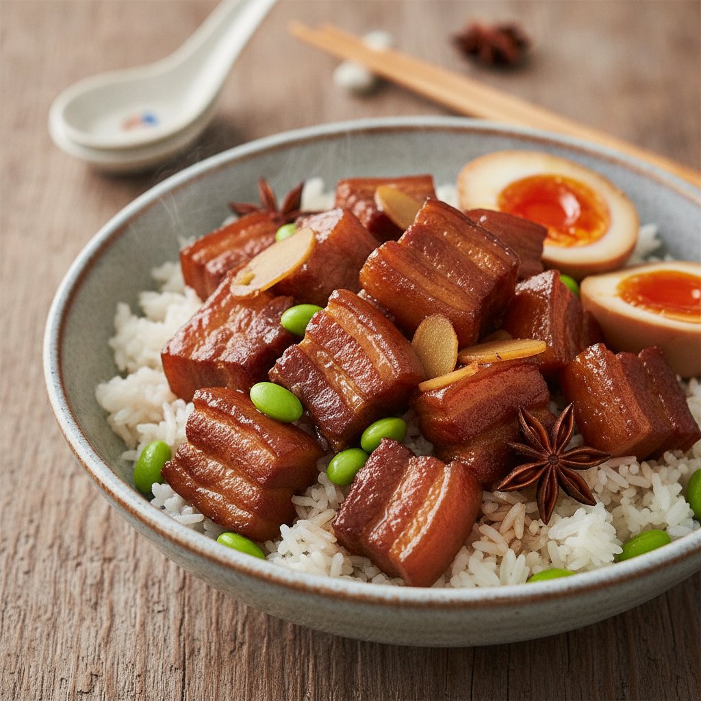 Braised Pork Belly Rice Bowl (High-Protein)