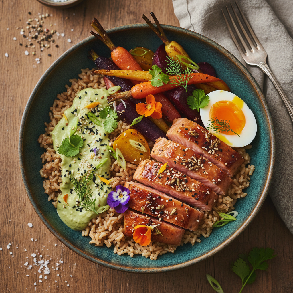 Miso and Fennel Cured Salmon Bowl