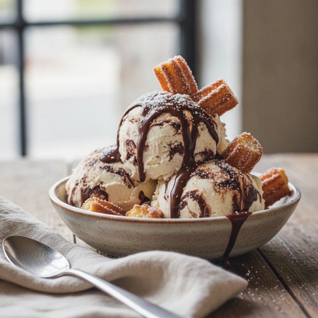 Chocolate and Churro Ice Cream