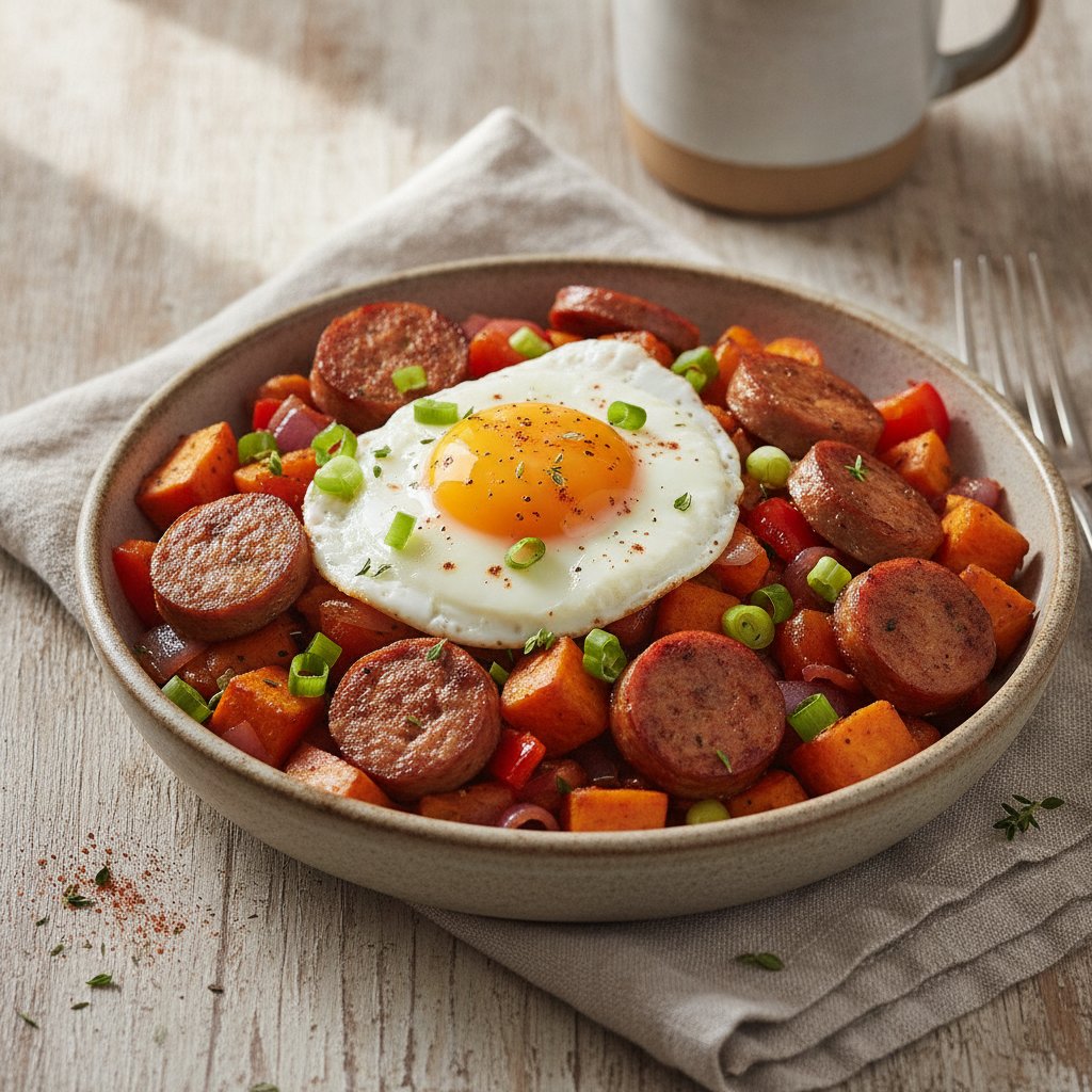 Turkey Sausage and Sweet Potato Hash Bowl