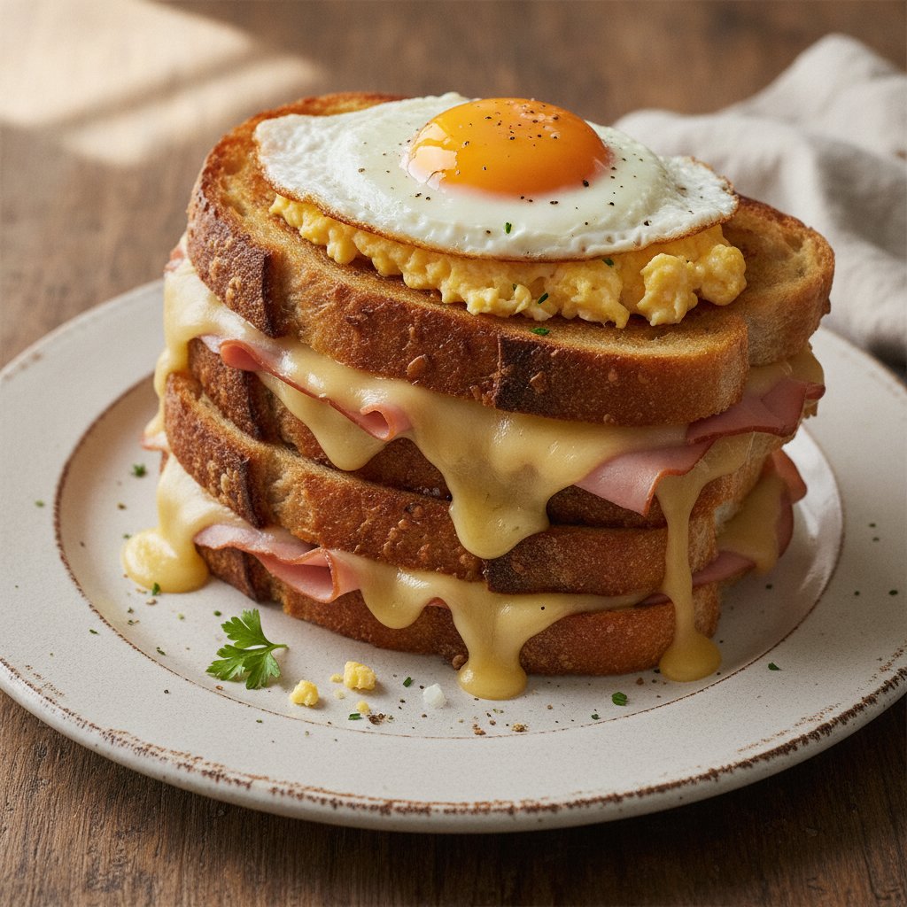 French Ham Cheese and Egg Sandwich (High-Protein)