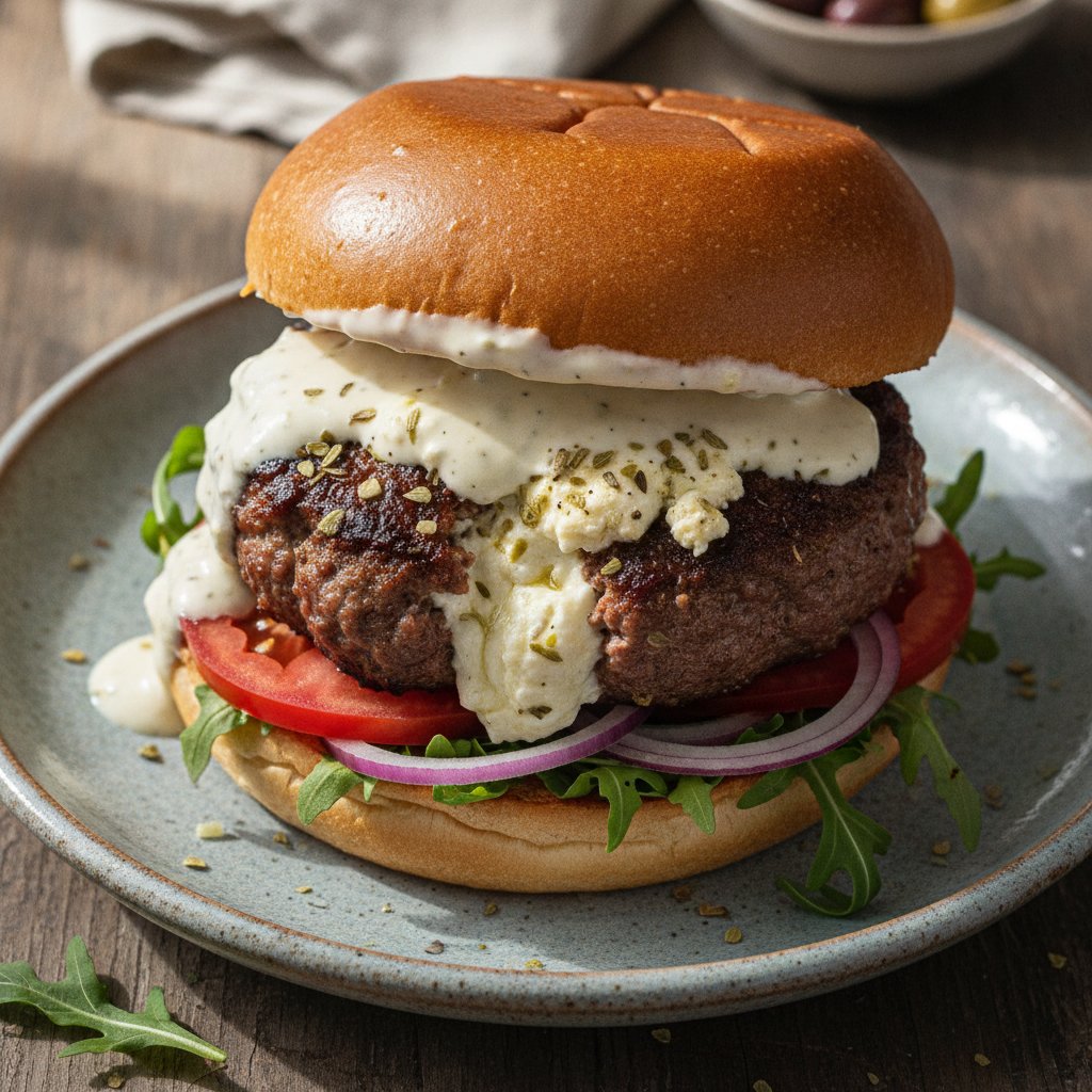 Feta Stuffed Beef Burger