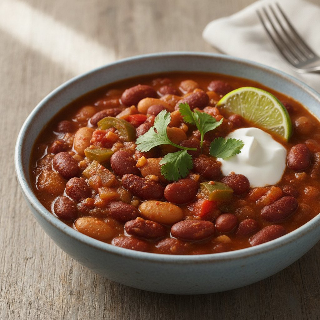 Vegetarian Three-Bean Chili (Low-Calorie)