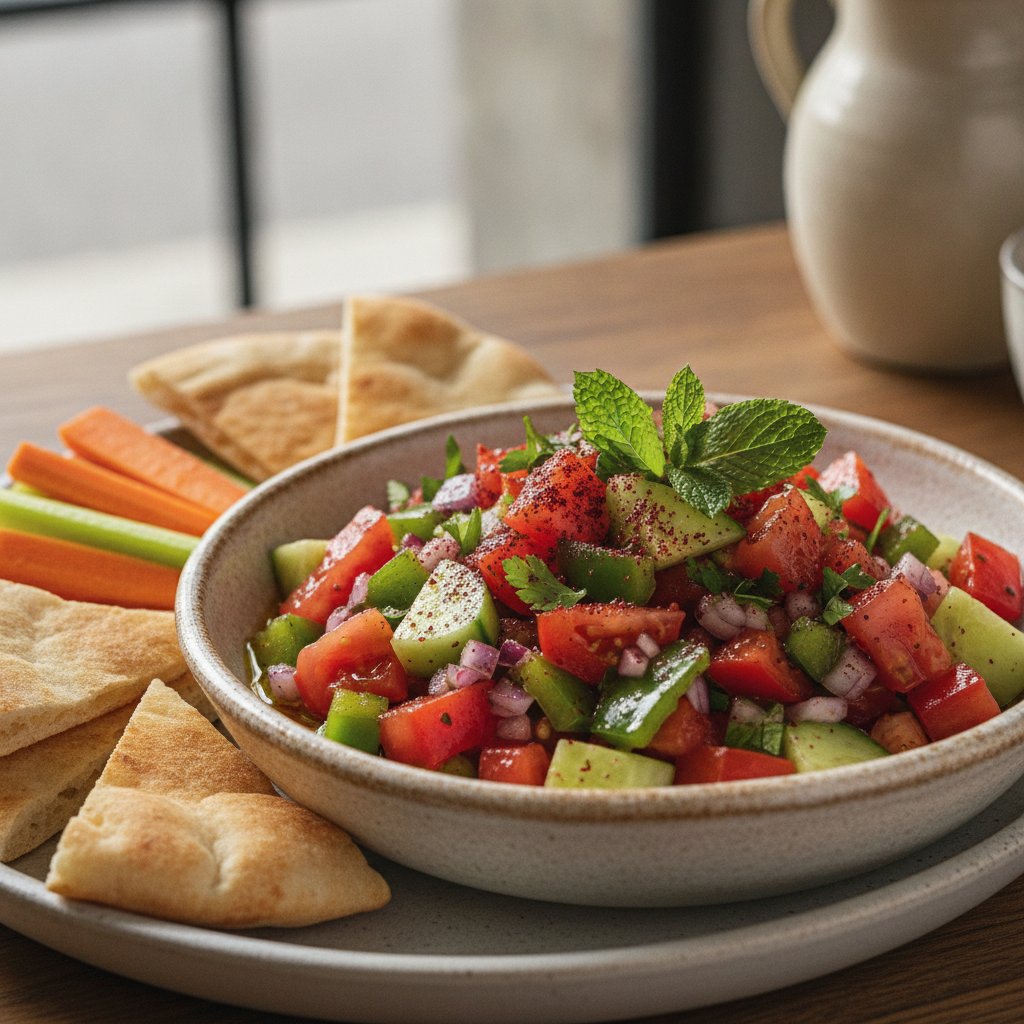 Chopped Tomato Pepper Salad Dip (Low-Calorie)