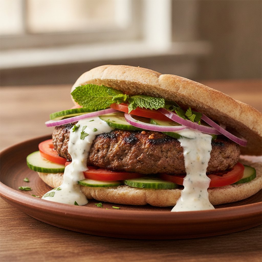 Spiced Meat Patty Sandwich (Low-Calorie)
