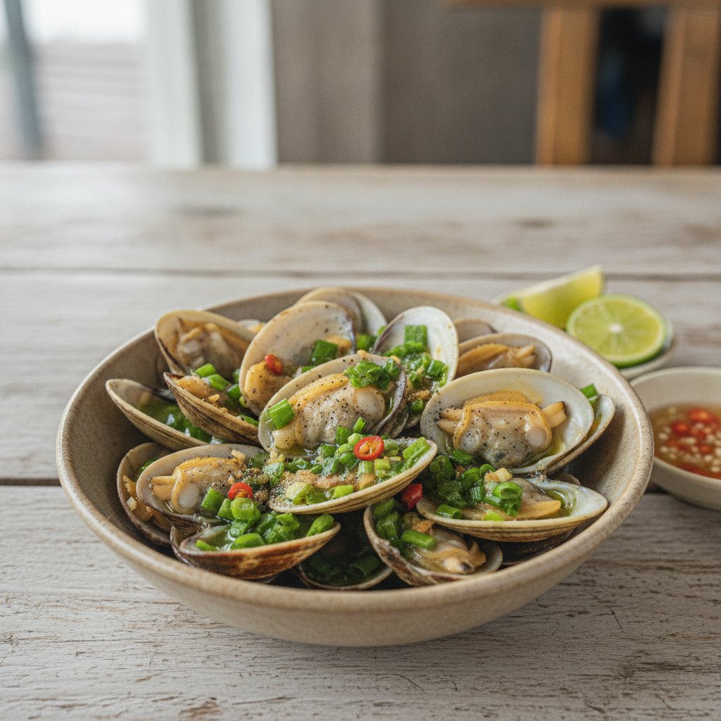 Grilled Clams with Scallion Oil