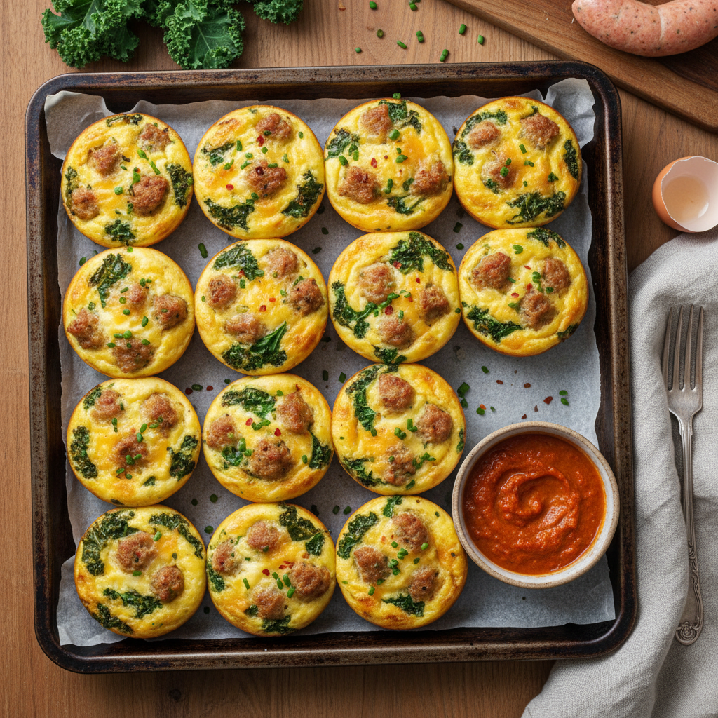 Baked Chicken Sausage and Kale Egg Muffins