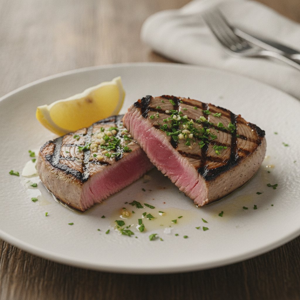 Grilled Tuna Steak with Lemon