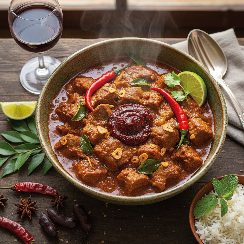 Spiced Wine-Braised Pork Shoulder — Pork Vindaloo with Wine and Tamarind