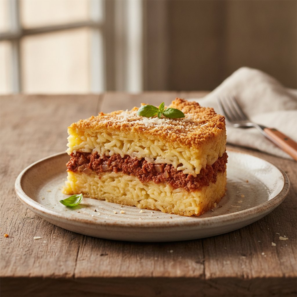Baked Rice and Meat Timbale
