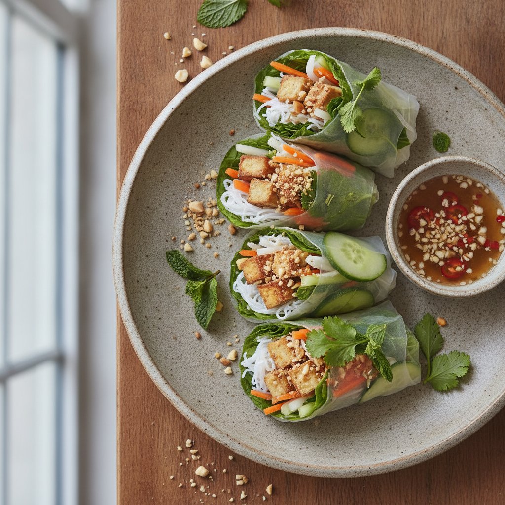 Fried Tofu and Vermicelli Wraps