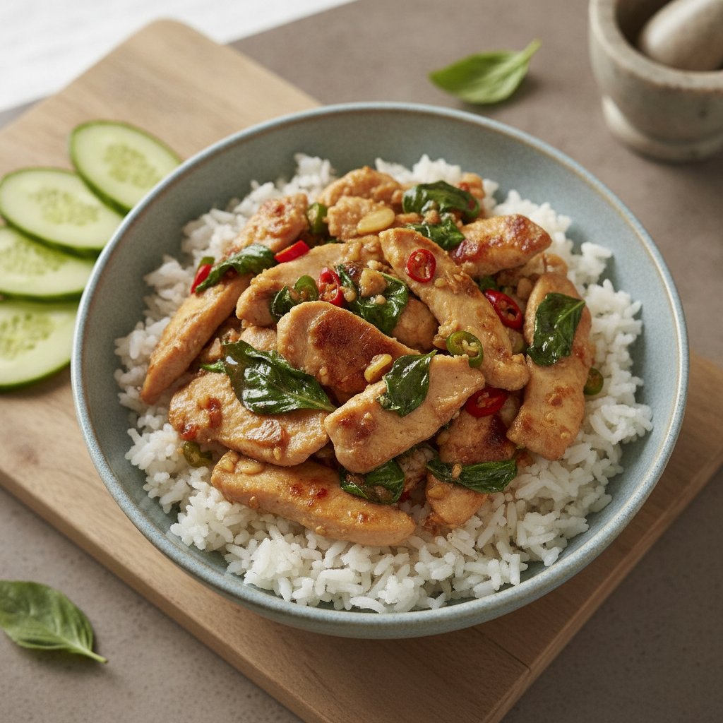 Basil Chicken Stir-Fry (Low-Calorie)