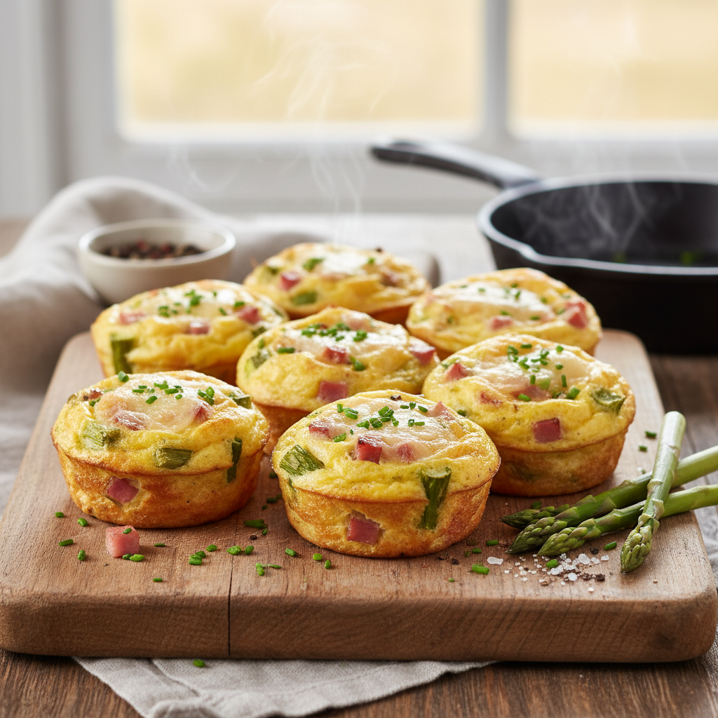 Baked Asparagus Gruyere Egg Muffins