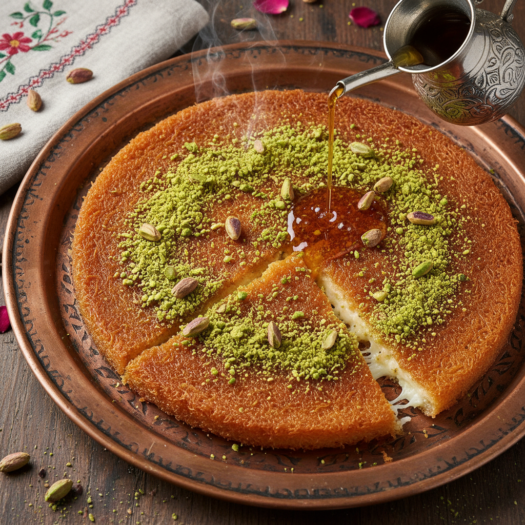Crispy Cheese Pastry with Syrup — Knafeh Nabulsieh