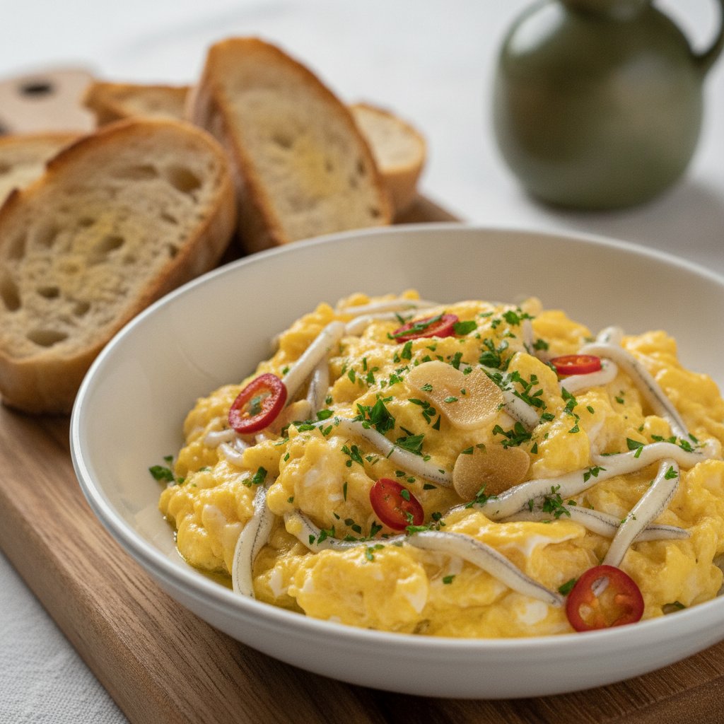 Scrambled Eggs with Baby Eels