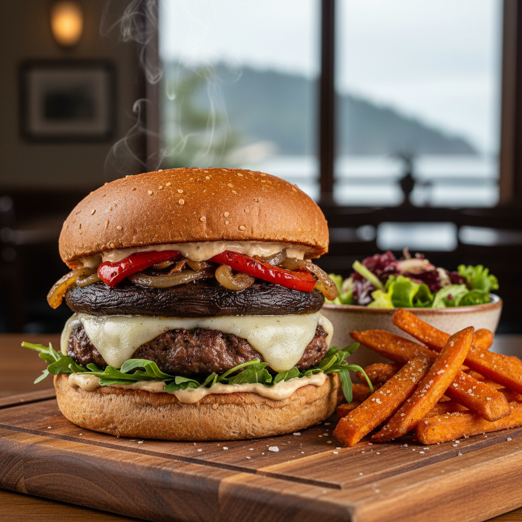 Pacific Northwest Grilled Portobello Burger Plate