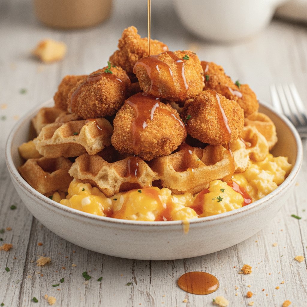 Chicken and Waffle Breakfast Bowl