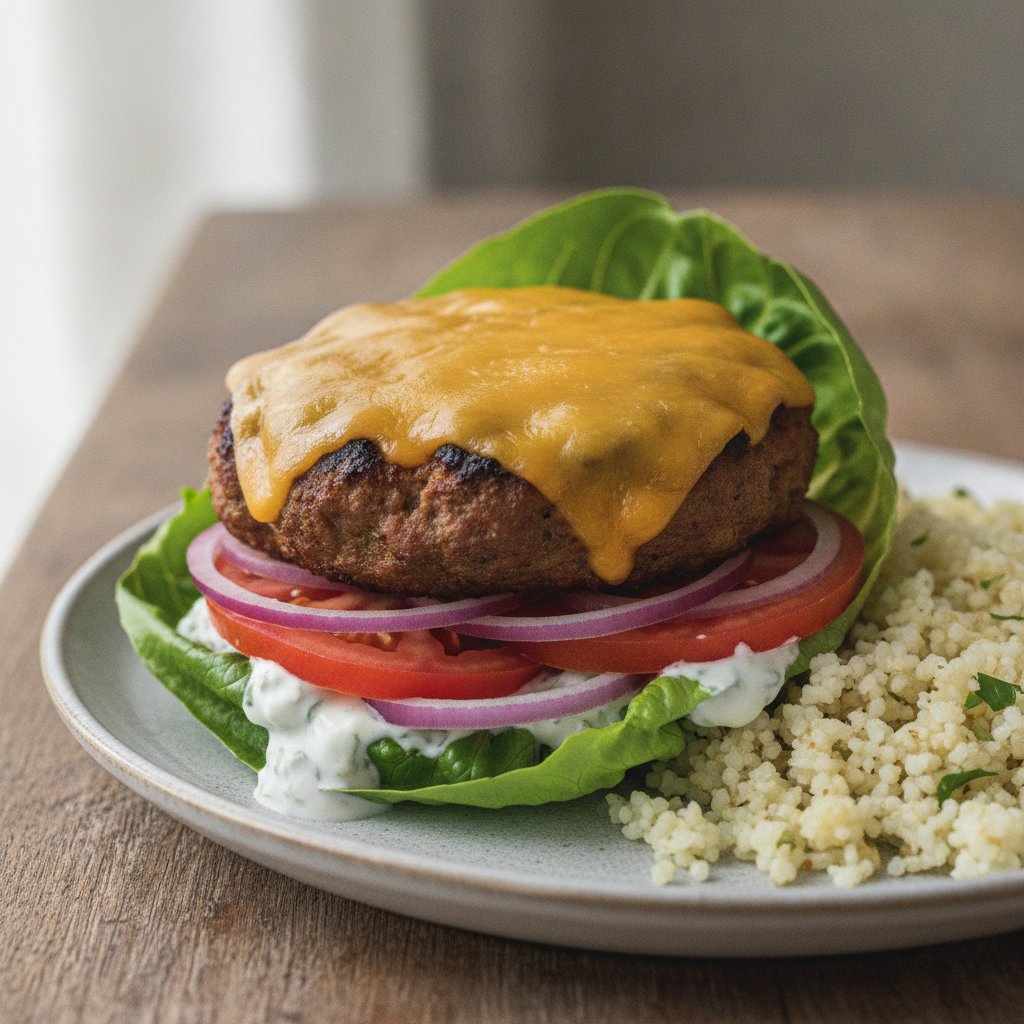 Spiced Lamb Patty Burger (Keto)