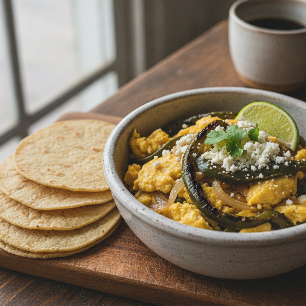 Eggs With Roasted Poblano Strips