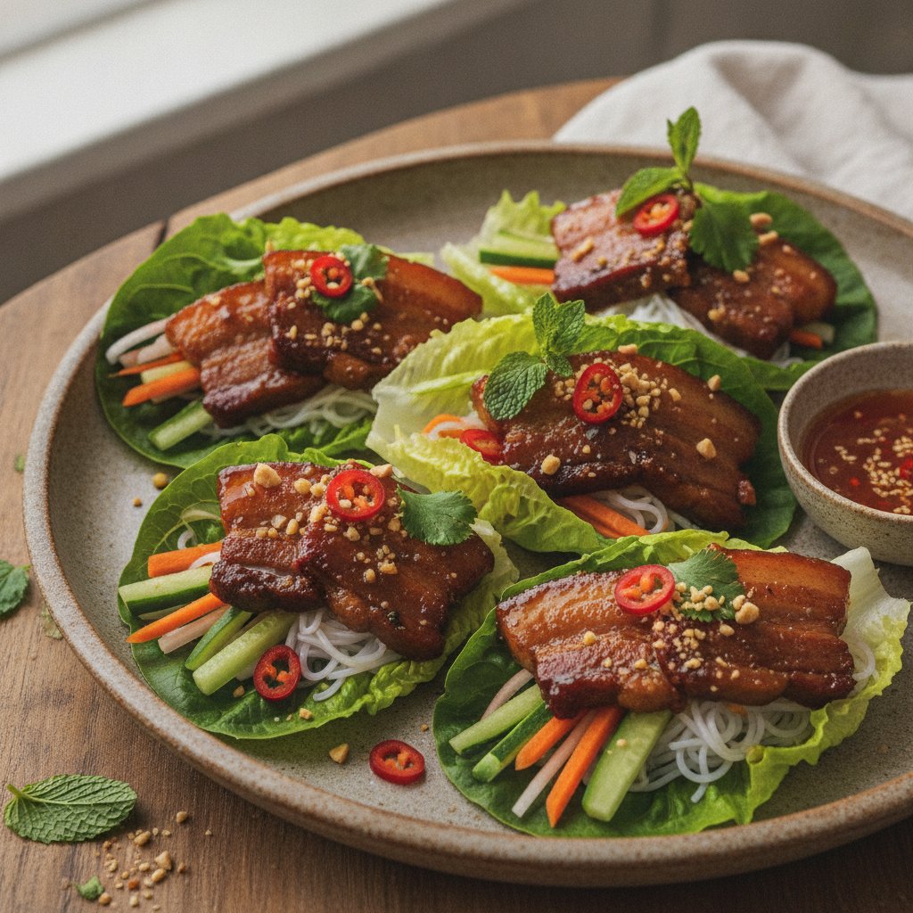 Caramelized Pork Belly Wraps