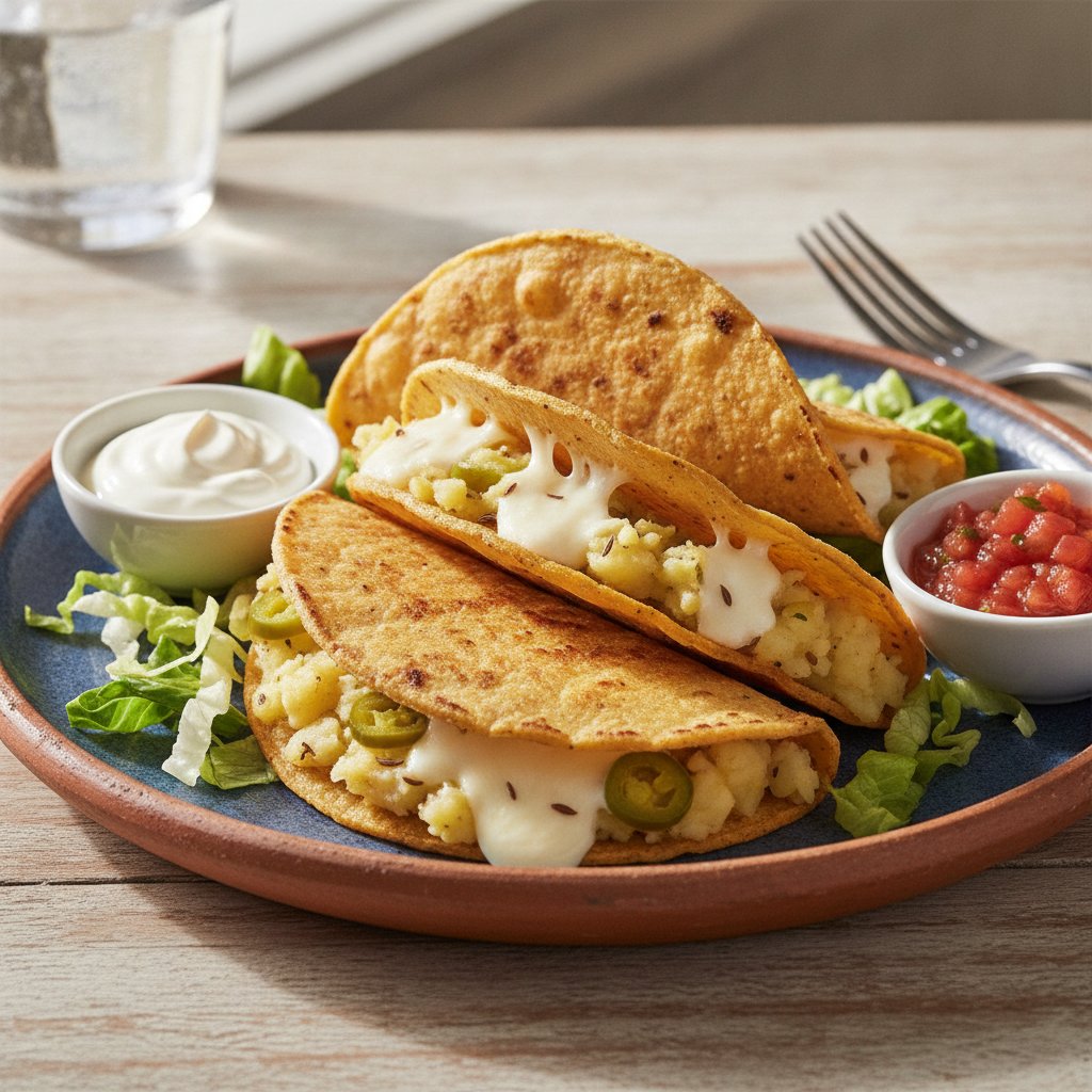 Crispy Cheese and Potato Tacos