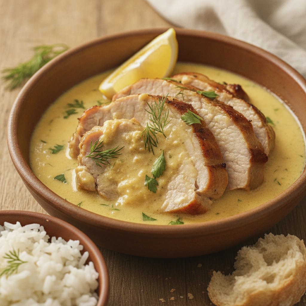 Baked Pork with Egg Sauce