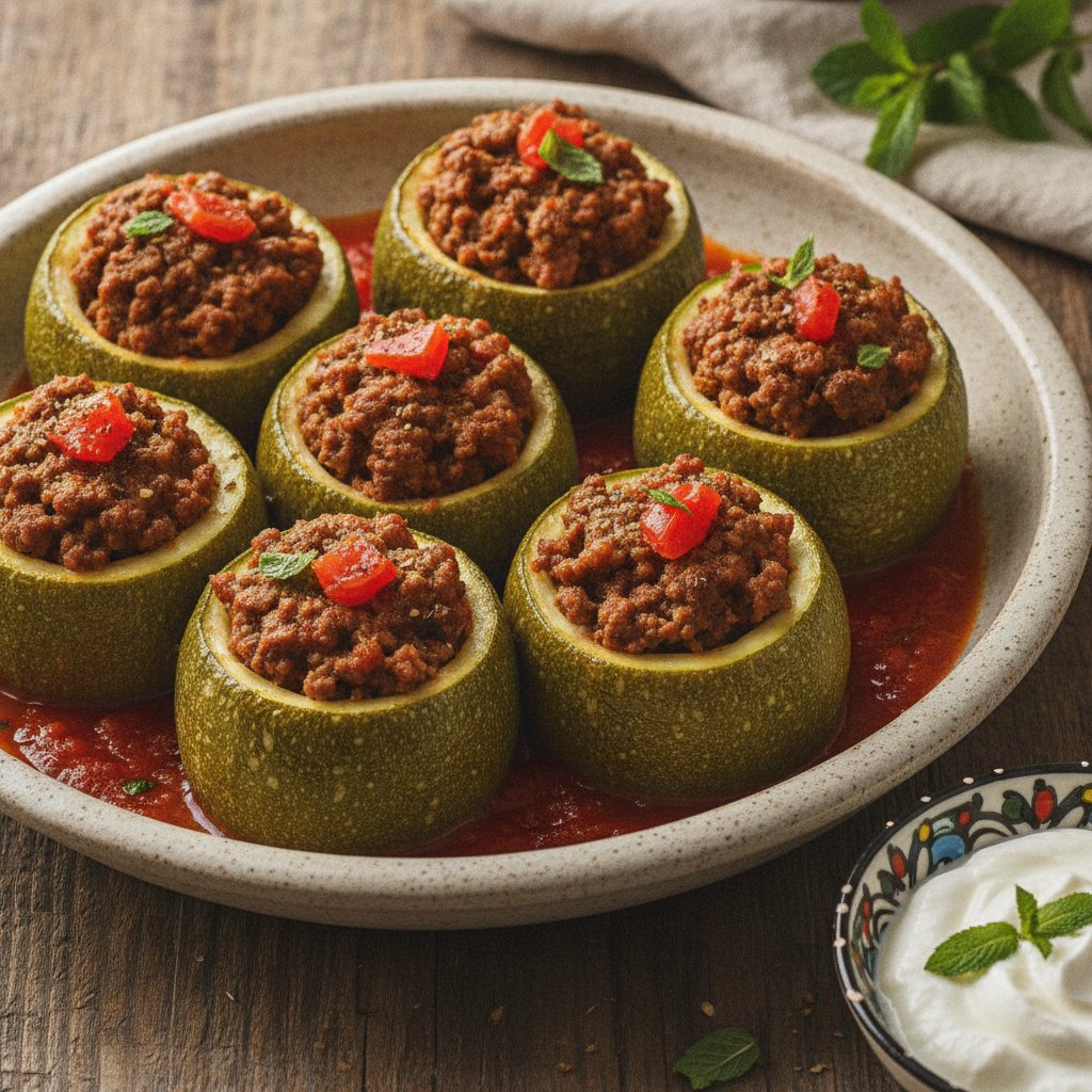 Beef Stuffed Zucchini with Rice