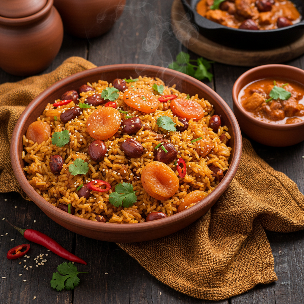 Spiced Apricot Rice with Palm Nut - Plov Moambe