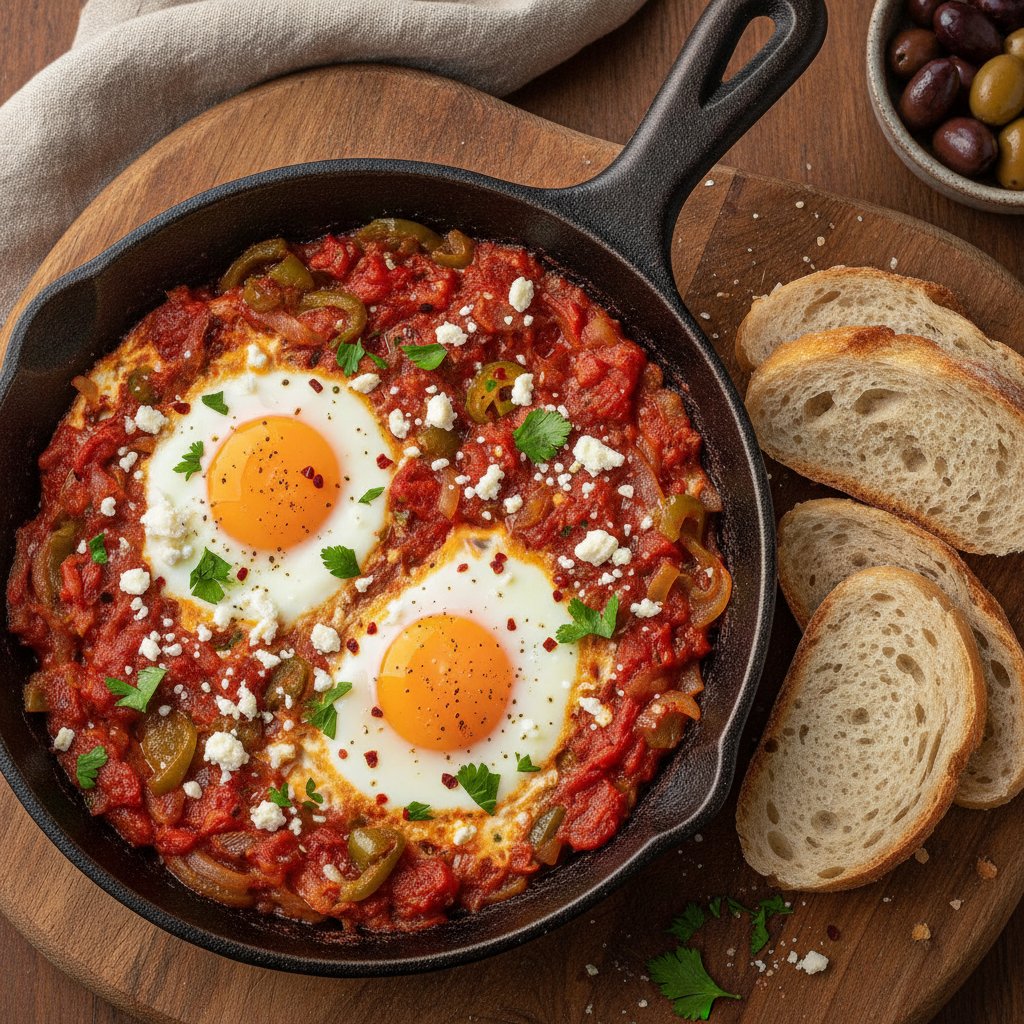 Baked Eggs with Peppers and Cheese