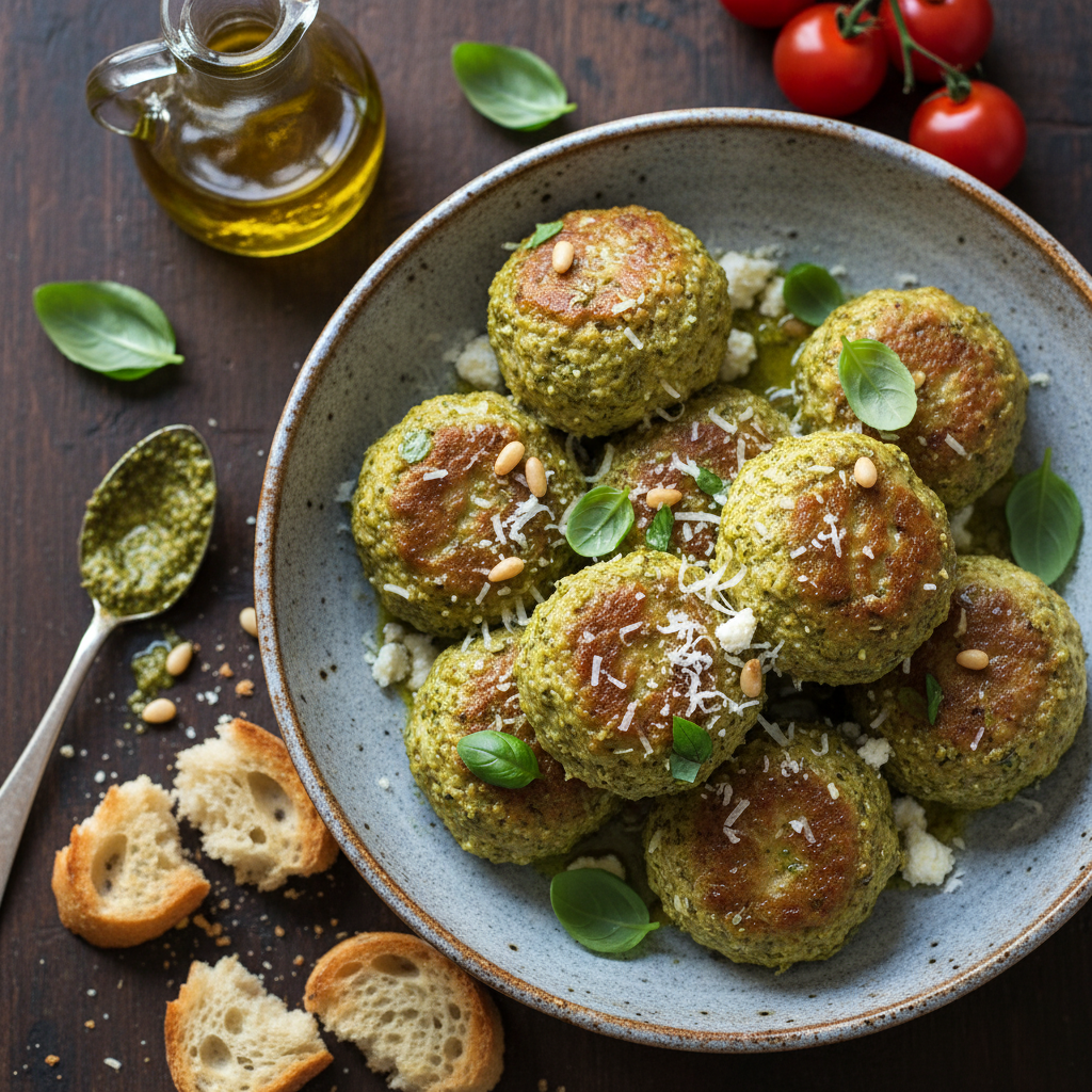 Baked Turkey Pesto Meatballs