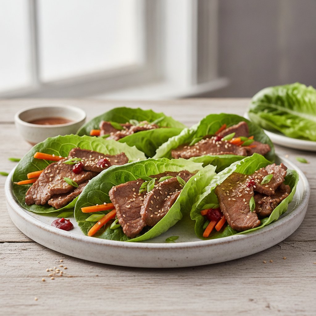 Korean Grilled Beef Lettuce Wraps (Low-Calorie)
