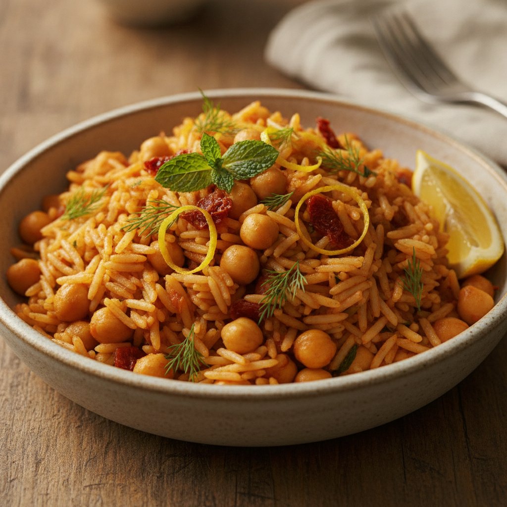 Chickpea and Rice Vegan Pilaf
